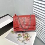 Saint Laurent Sunset Embossed Leather Bag Red 22Cm - Image 2