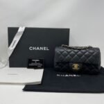 Chanel Classic Flap Caviar Black Crossbody Bag 20Cm - Image 3