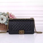 Chanel Medium Boy Bag Black Gold Hardware 25Cm - Image 2