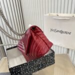 Saint Laurent Loulou Small Chain Bag In Quilted Y Wine Red 25Cm - Image 8