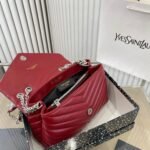 Saint Laurent Loulou Small Chain Bag In Quilted Y Wine Red 25Cm - Image 9