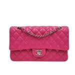 Chanel Medium Classic Flap Silver Hardware Pink 25Cm