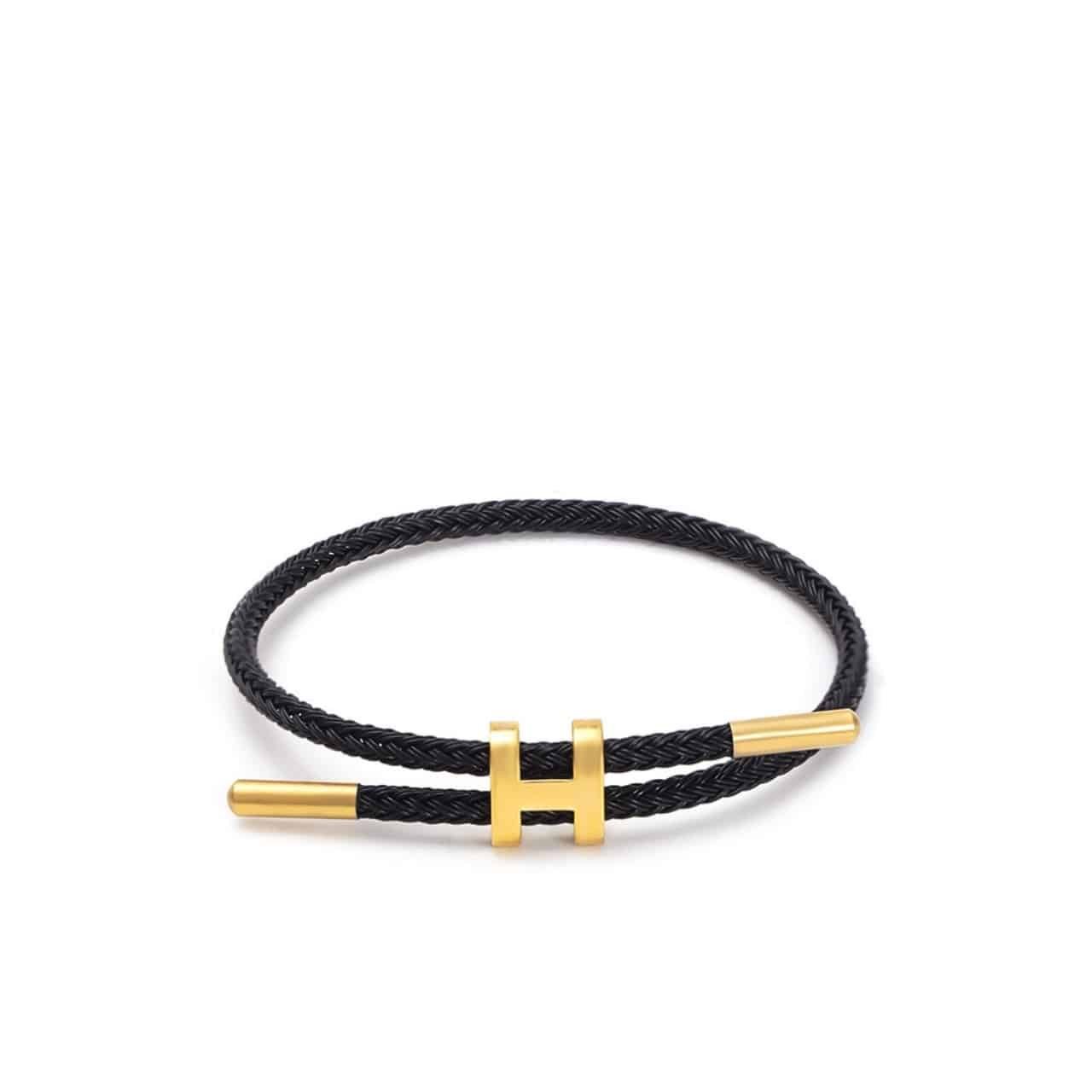 132-9 Hermes Rope Chain Bracelet Black - Image 1