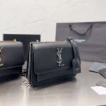 Saint Laurent Sunset Medium Chain Bag In Smooth Black With Silver Hardware 22Cm 442906D420N1000 - Image 2