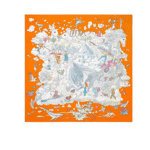 Hermes Sur Mon Nuage Scarf Orange 90Cm H003900S 11