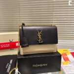 Saint Laurent Sunset Medium Chain Bag In Smooth Black And Beige 22Cm 442906D42EW1089 - Image 2