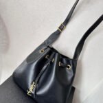 Saint Laurent Paris VII Medium Flat Hobo Bag In Smooth Black 28Cm 697941AAAMD1000 - Image 3