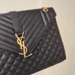 Saint Laurent Envelope Large In Quilted Grain De Poudre Embossed Black Gold 31Cm 600166BOW911000 - Image 5