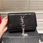 Saint Laurent Kate Tassel Silver Hardware Black 19Cm - Image 2