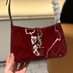 Saint Laurent Le 5 A 7 Patent Hobo Bag In Shiny Wine Red 25Cm - Image 3