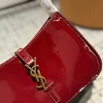 Saint Laurent Le 5 A 7 Patent Hobo Bag In Shiny Wine Red 25Cm - Image 4