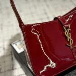 Saint Laurent Le 5 A 7 Patent Hobo Bag In Shiny Wine Red 25Cm - Image 7