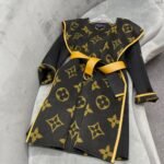 Louis Vuitton Hooded Wrap Coat Monogram Wool In Black - Image 3