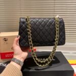 Chanel Medium Classic Handbag Grained And Gold Tone Metal Black 26Cm A01113 Y01864 C3906 - Image 7