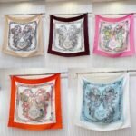 Hermes Brides De Gala En Fleurs Scarf 90Cm Vermillon H004192S 04 - Image 9