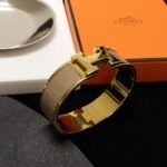 Hermes Clic H Wide Bracelet Gold & Beige - Image 4