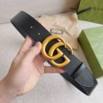 Gucci GG Marmont Wide Belt Black Gold Logo 4Cm 406831 DJ20T 1000 - Image 5
