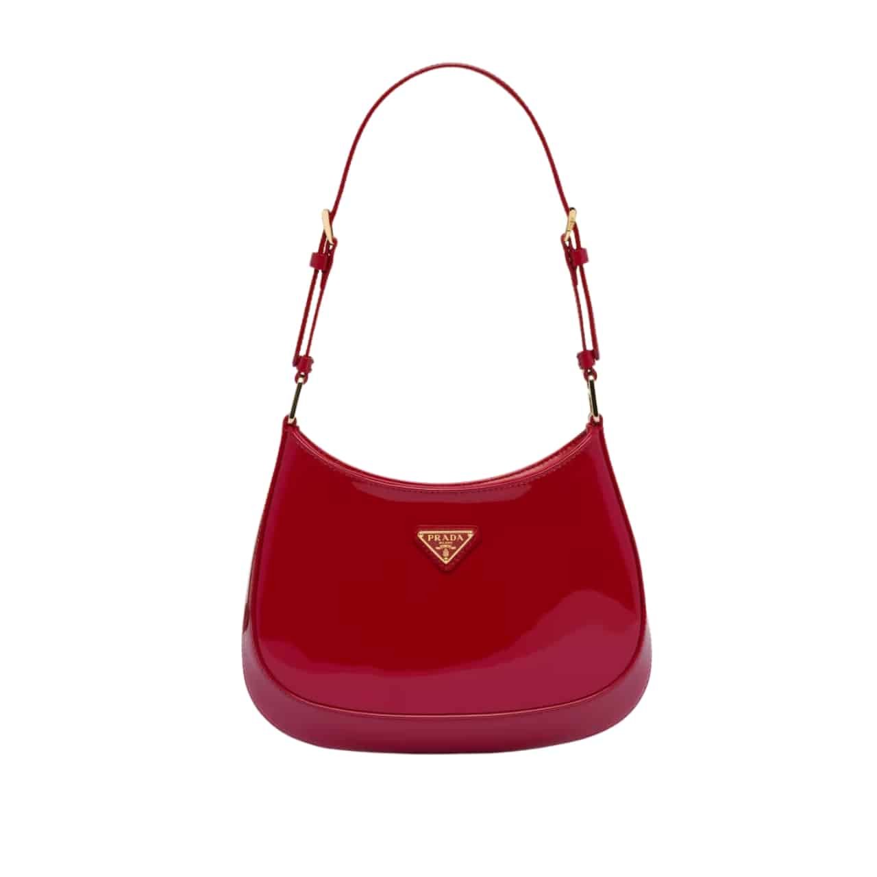 25-5 Prada Cleo Patent Leather Bag Cherry Red 27Cm 1BC169 069 F0E06 V HOO - Image 1