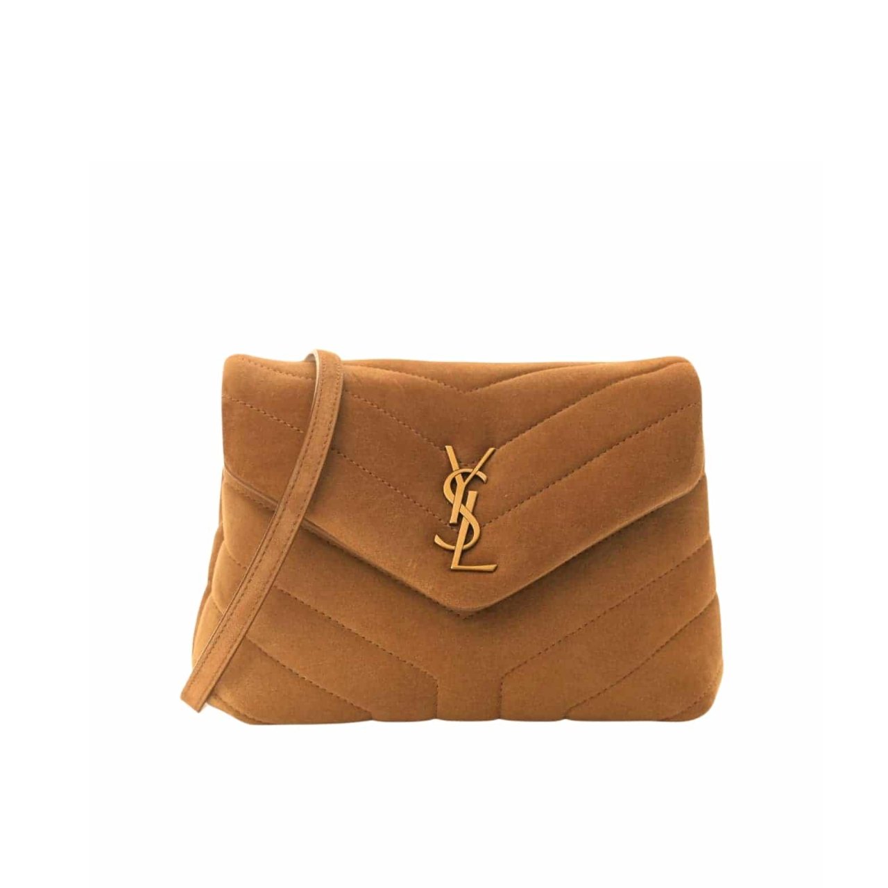 254-2 Saint Laurent Loulou Small Shoulder Bag In Suede Brown 22Cm - Image 1
