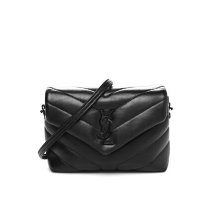 Saint Laurent Loulou Toy Strap Bag In Quilted Y Black With Black Hardware 20Cm