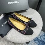 Chanel Ballerina Flat Shoes Tweed In Black - Image 3