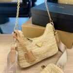 Prada Re-Edition 2005 Raffia Bag Tan 1BH2042A2TF0018VV9L - Image 2