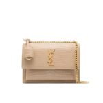 Saint Laurent Sunset Medium Chain Bag In Crocodile-Embossed Shiny Apricot 22Cm 442906DND0N9207