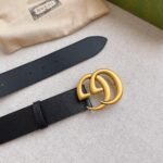 Gucci GG Marmont Wide Belt Black Gold Logo 4Cm 406831 DJ20T 1000 - Image 3