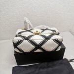 Chanel 19 Flap Bag Crochet Gold And Silver Tone White Black 24Cm AS1160 B04824 C0200 - Image 3