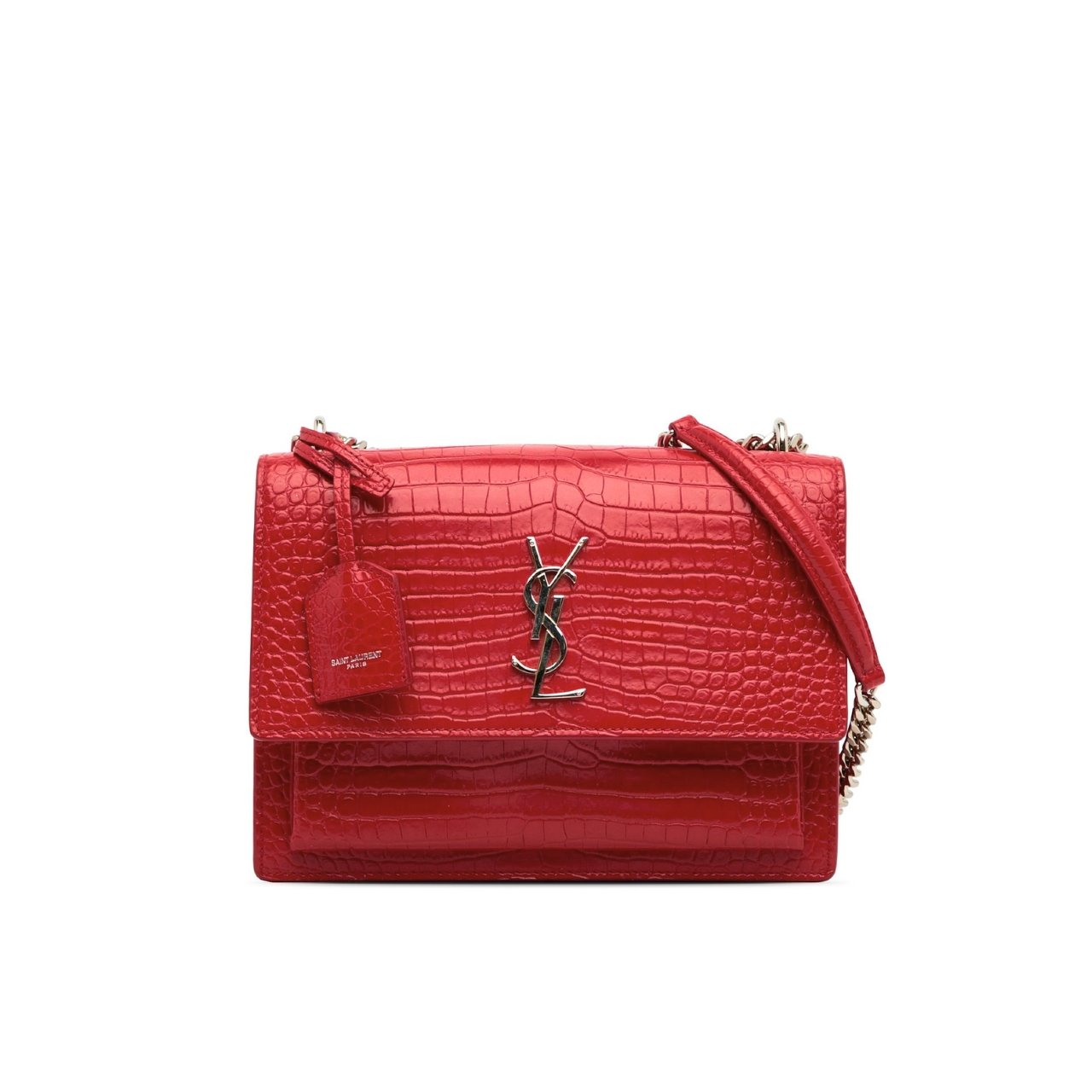 270 Saint Laurent Sunset Embossed Leather Bag Red 22Cm - Image 1