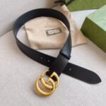 Gucci GG Marmont Wide Belt Black Gold Logo 4Cm 406831 DJ20T 1000 - Image 2