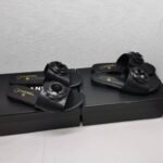 Chanel Camellia Leather Slides Black - Image 4