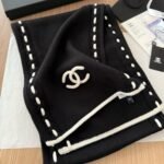 Chanel CC Logo Cashmere Scarf Black 180Cm - Image 4