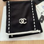 Chanel CC Logo Cashmere Scarf Black 180Cm - Image 2