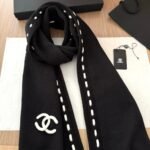 Chanel CC Logo Cashmere Scarf Black 180Cm - Image 3