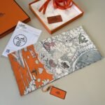 Hermes Sur Mon Nuage Scarf Orange 90Cm H003900S 11 - Image 3