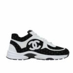 Chanel Printed Suede Calfskin Sneakers White And Black G39230 X56653 94305