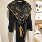 Louis Vuitton Hooded Wrap Coat Monogram Wool In Black - Image 2