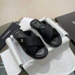 Chanel CC Logo Criss Cross Slides Black - Image 2
