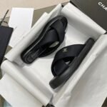Chanel CC Logo Criss Cross Slides Black - Image 4