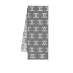 Chanel CC Logo Camellia Scarf Grey