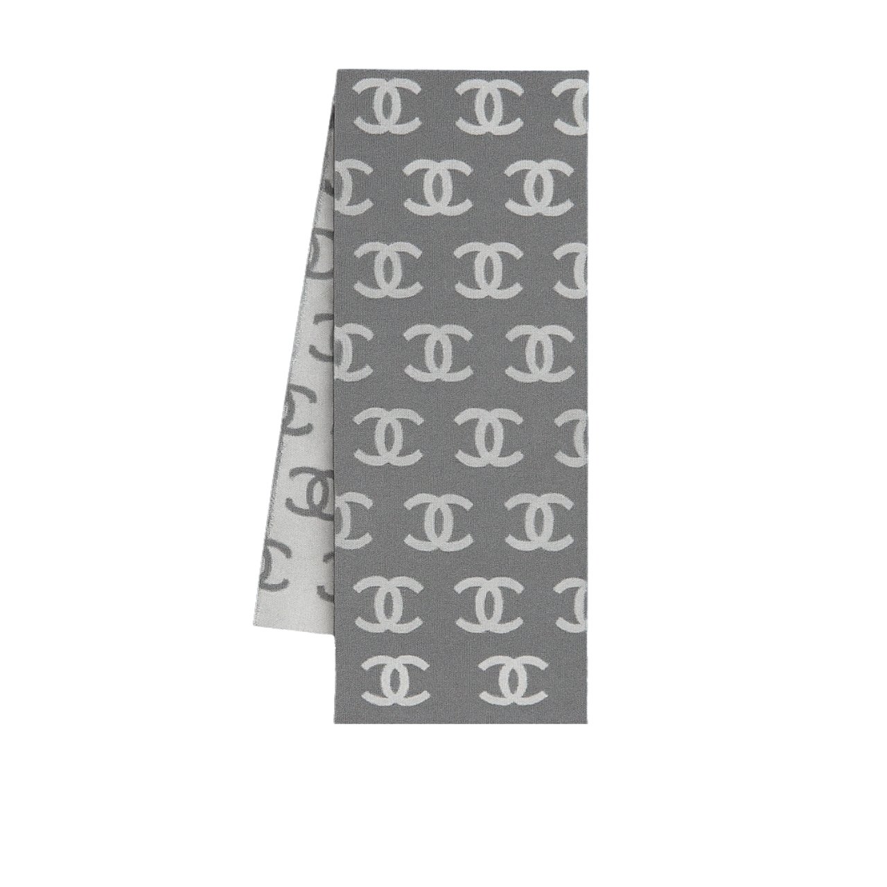 314 Chanel CC Logo Camellia Scarf Grey - Image 1
