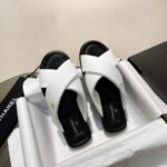 Chanel CC Logo Criss Cross Slides White - Image 2