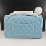Chanel Classic 11.12 Handbag Gold Tone Metal Light Blue 30Cm - Image 9