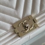 Chanel Boy Bag White Gold Hardware 25Cm A67086 - Image 7
