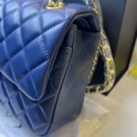Chanel Classic Handbag Blue With Gold Hardware 26cm  A01112 - Image 3