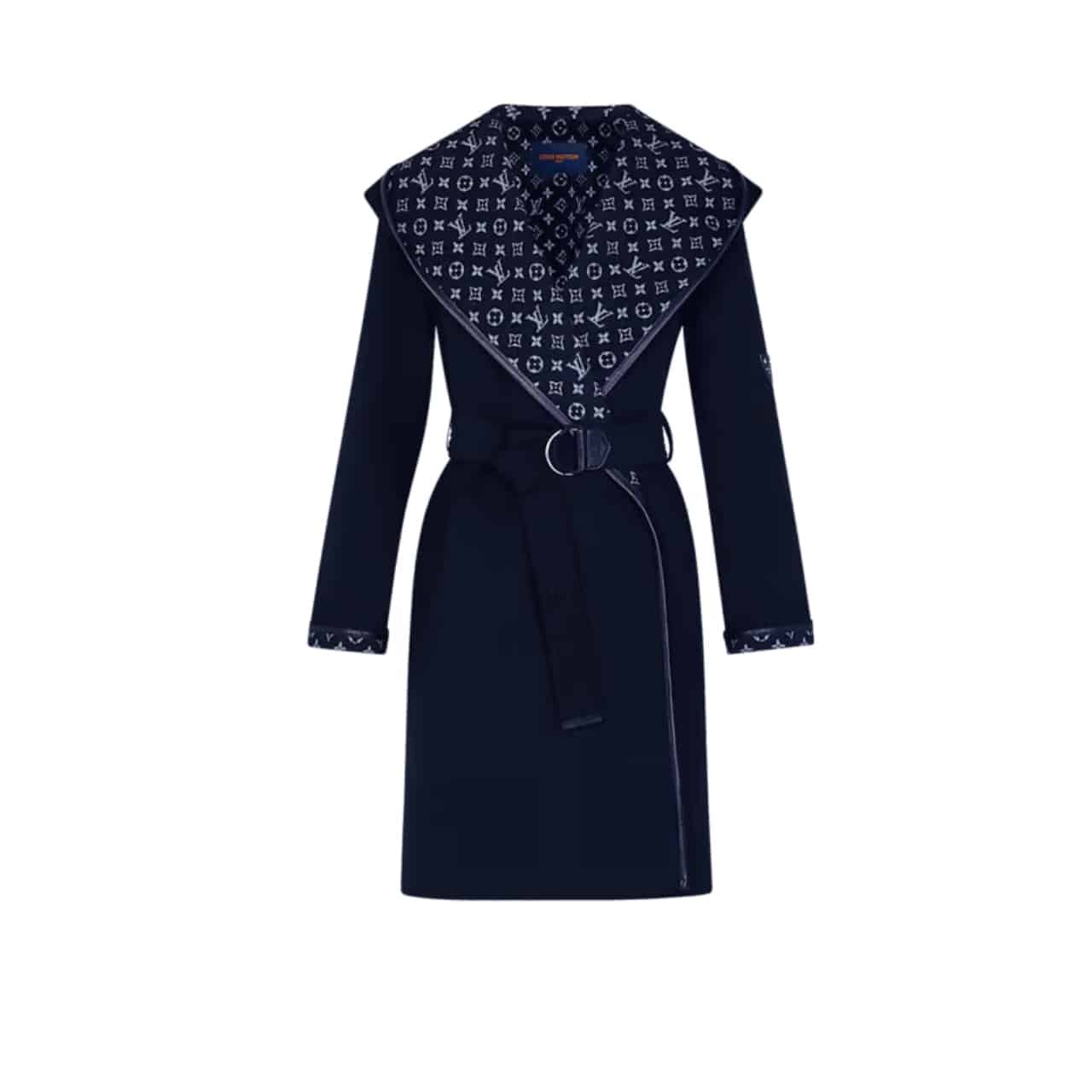 41-1-1-1 Louis Vuitton Hooded Wrap Coat Black 1A4PE6 - Image 1