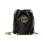 Gucci GG Marmont Matelassé Chevron Mini Bucket Bag Black 15Cm ‎575163 DTDRT 1000