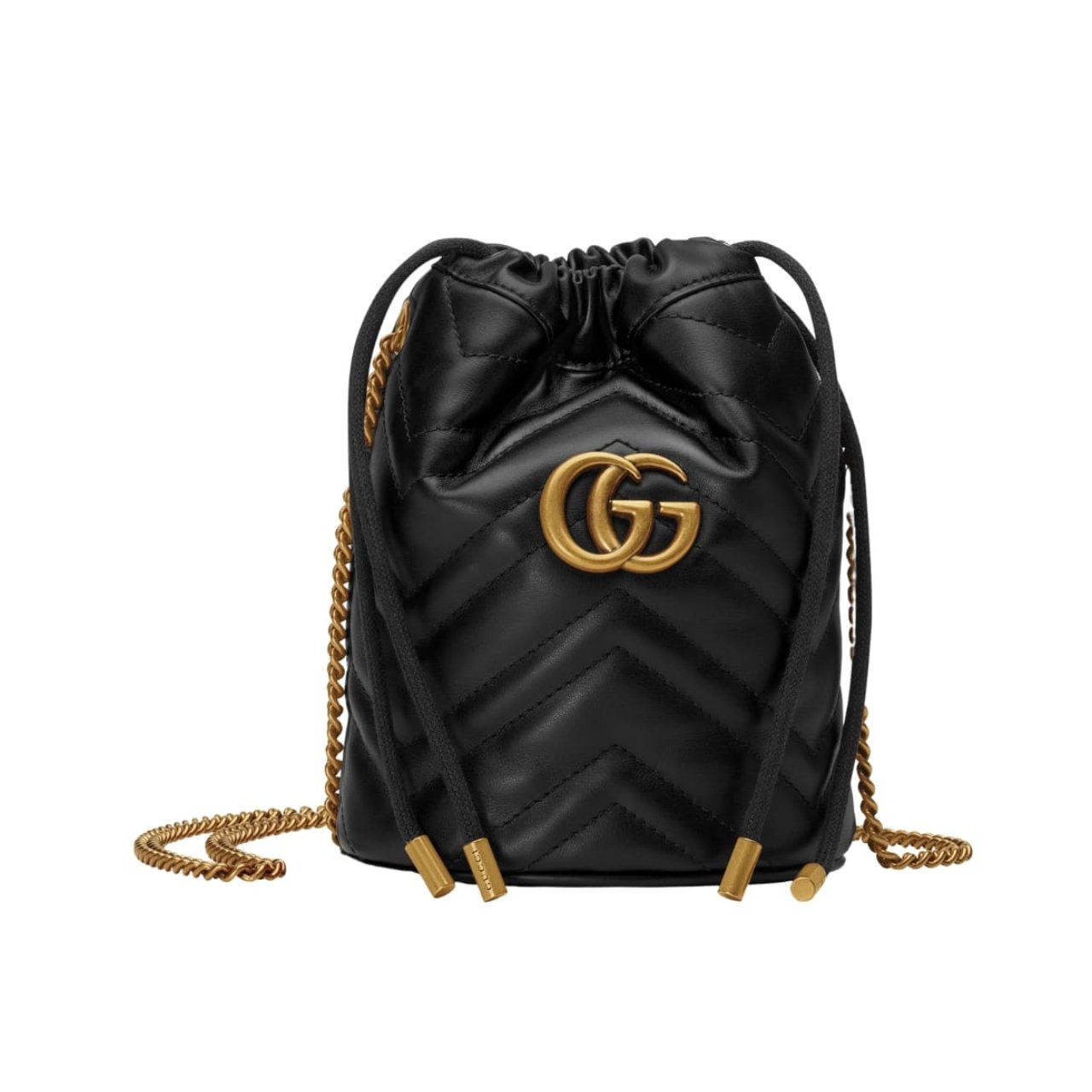 414 Gucci GG Marmont Matelassé Chevron Mini Bucket Bag Black 15Cm 575163 DTDRT 1000 - Image 1