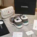 Chanel CC Logo Low Top Trainer Sneakers Brown And White G38301 Y55434 K3161 - Image 4